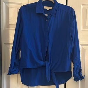 LOFT Women's Blue Button-Up Top